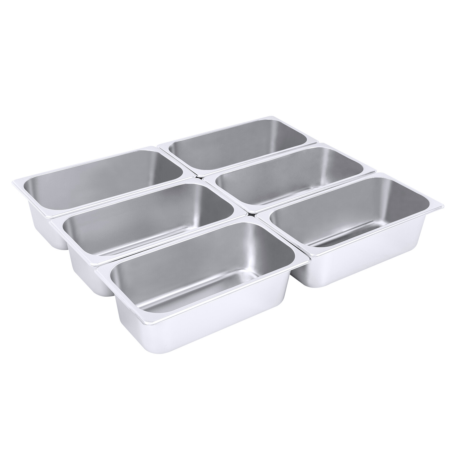 6 Pack 1/3 Size 4″ Deep Stainless Steel Hotel Pans for Catering & Food Prep
