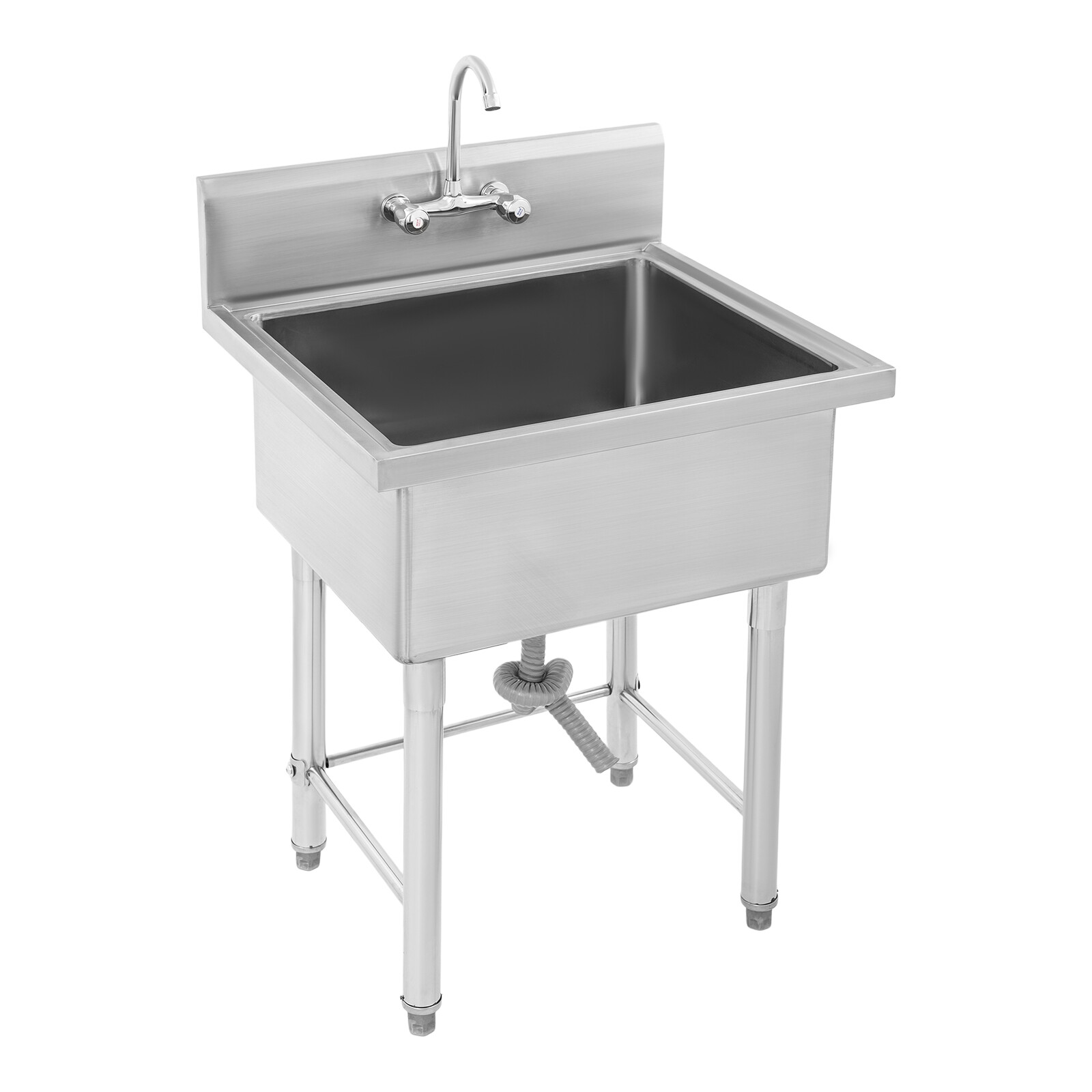 24×24 Inch 304 Stainless Steel Commercial Freestanding Sink 12 Inch Deep Single
