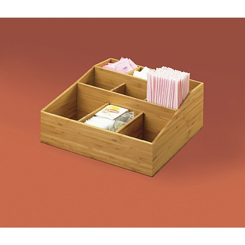 Cal-Mil Bamboo Collection 9 Compartment Condiment Holder – 12″ L x 12″ W x 6″ H