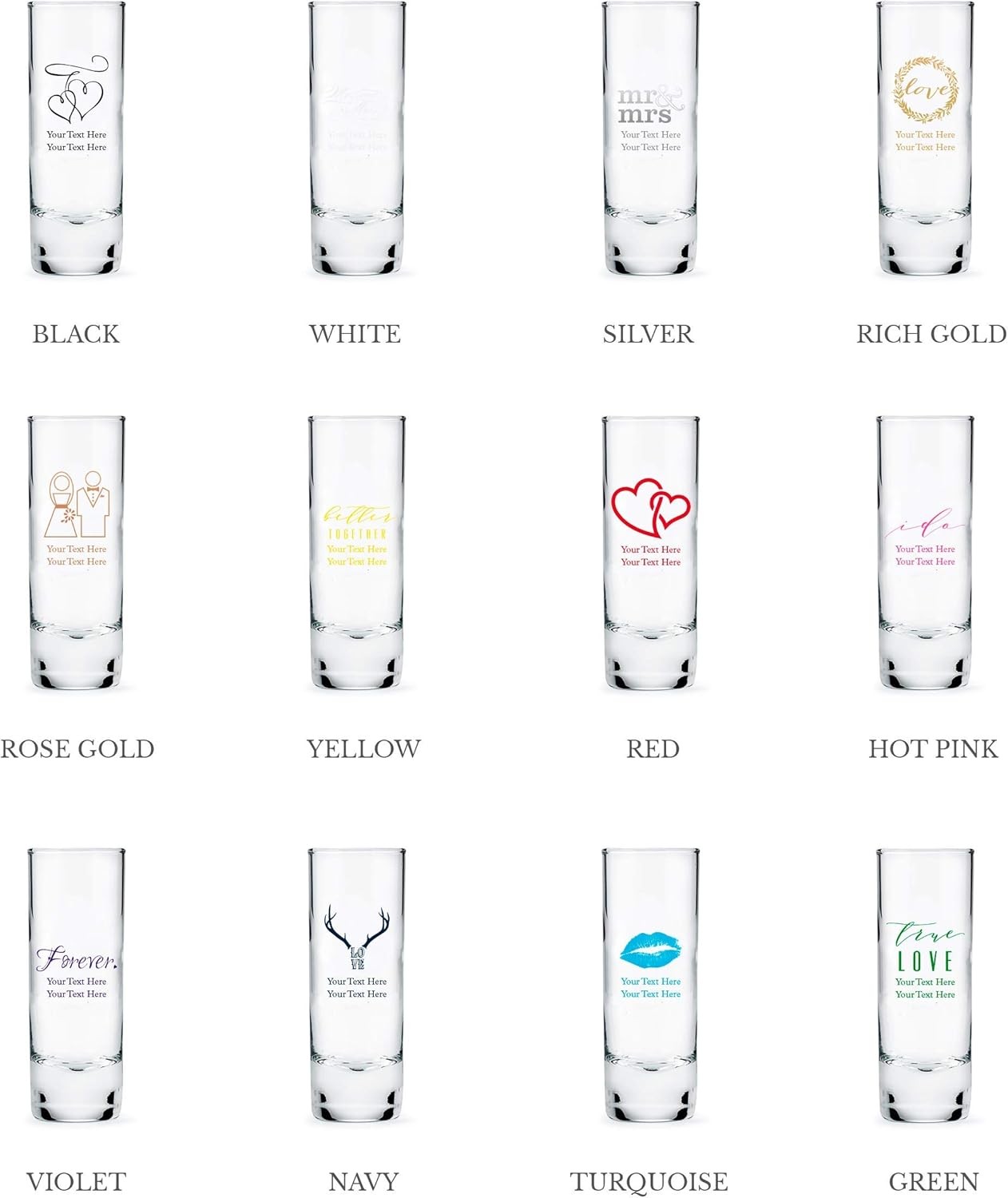 Personalized 2.5oz Tall Shot Glass Customizable Full Color Print – 84 pack
