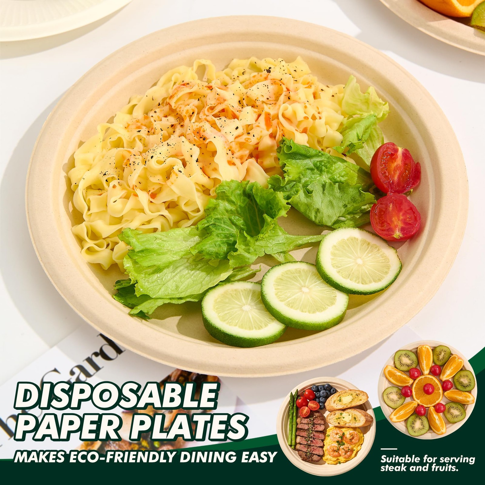 CELLURA 10 Inch 125 Count Disposable Paper Plates, 10 inch – 125 count, Brown