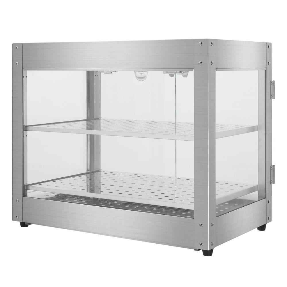 2 Tiers Electric Commercial Glass Heating Food Warm Service Pizza Display Case