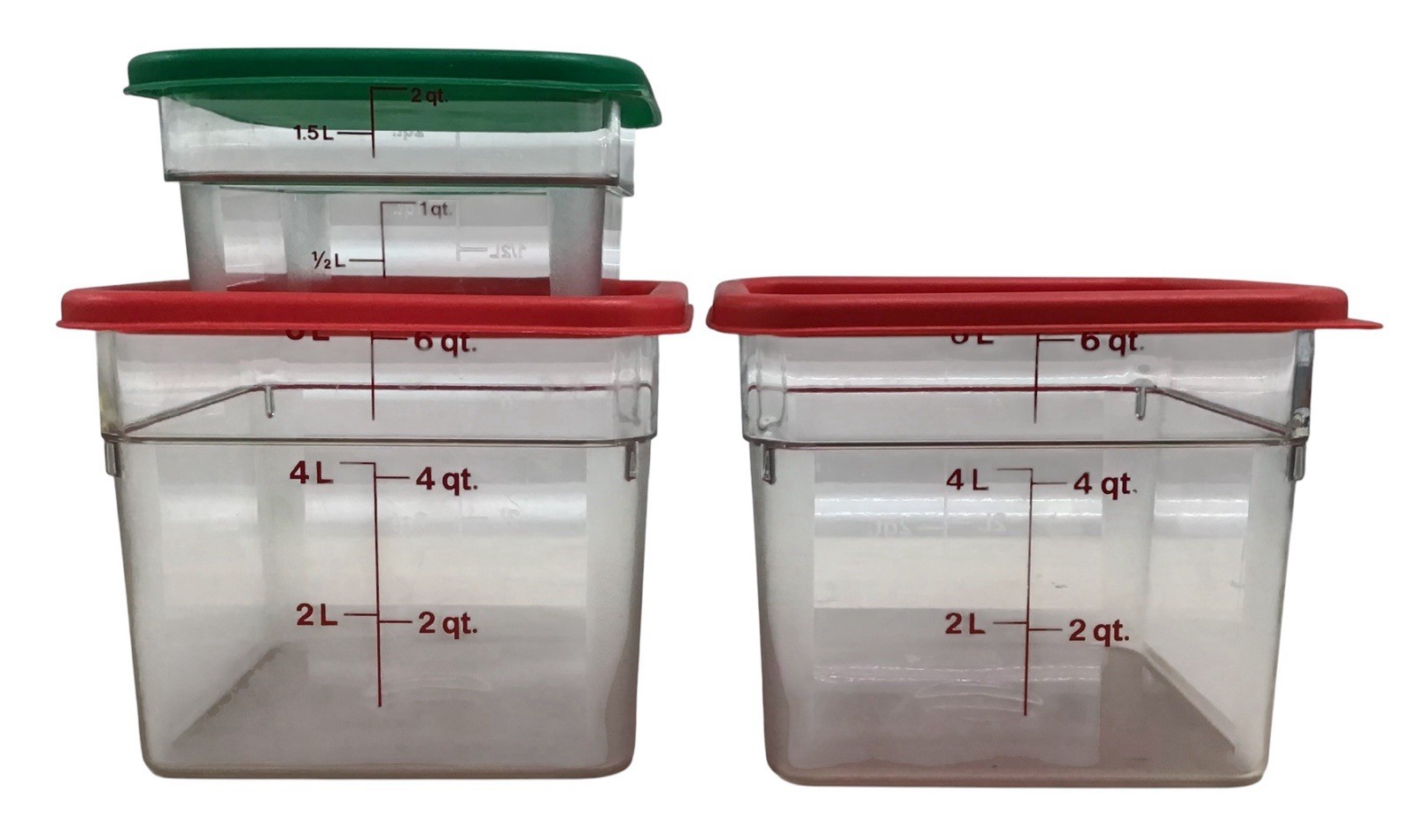 Cambro Two 6 & One 2 Quart Clear Polycarbonate Commercial Food Containers w/Lids