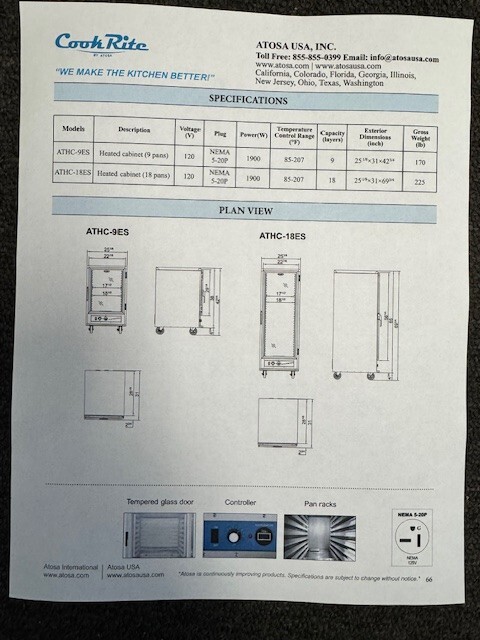 ATHC-9ES Heated Insulated Cabinet (Holds 9 Pans)