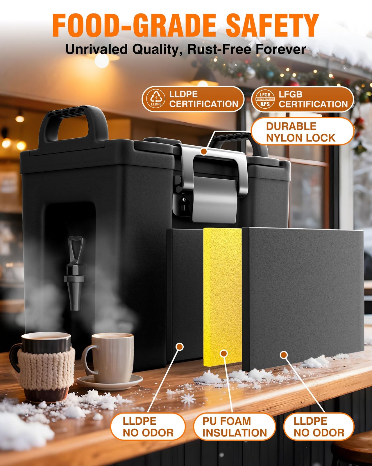 Pyy Insulated Beverage Dispenser 2.5 – Hot And Cold Drink Water Pitcher Coffee