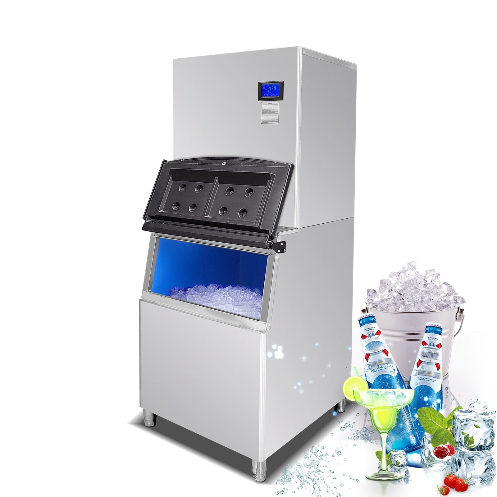 Commercial Cube Ice Machine Ice Maker Auto Detection Auto Cleaning-880 LBS/Day