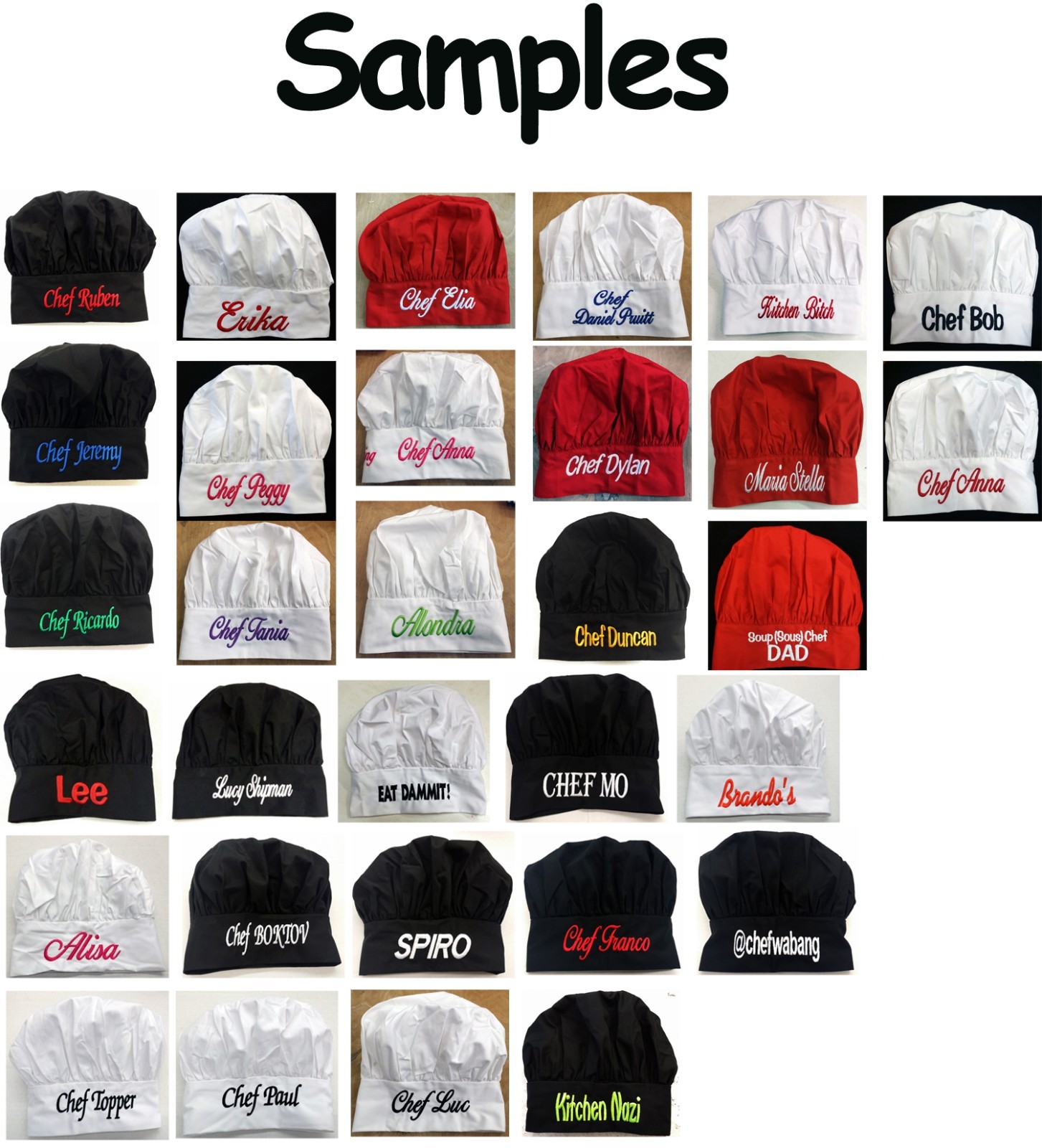 Personalized Black Chef Hat Monogrammed Chef Hat High Quality Stitching