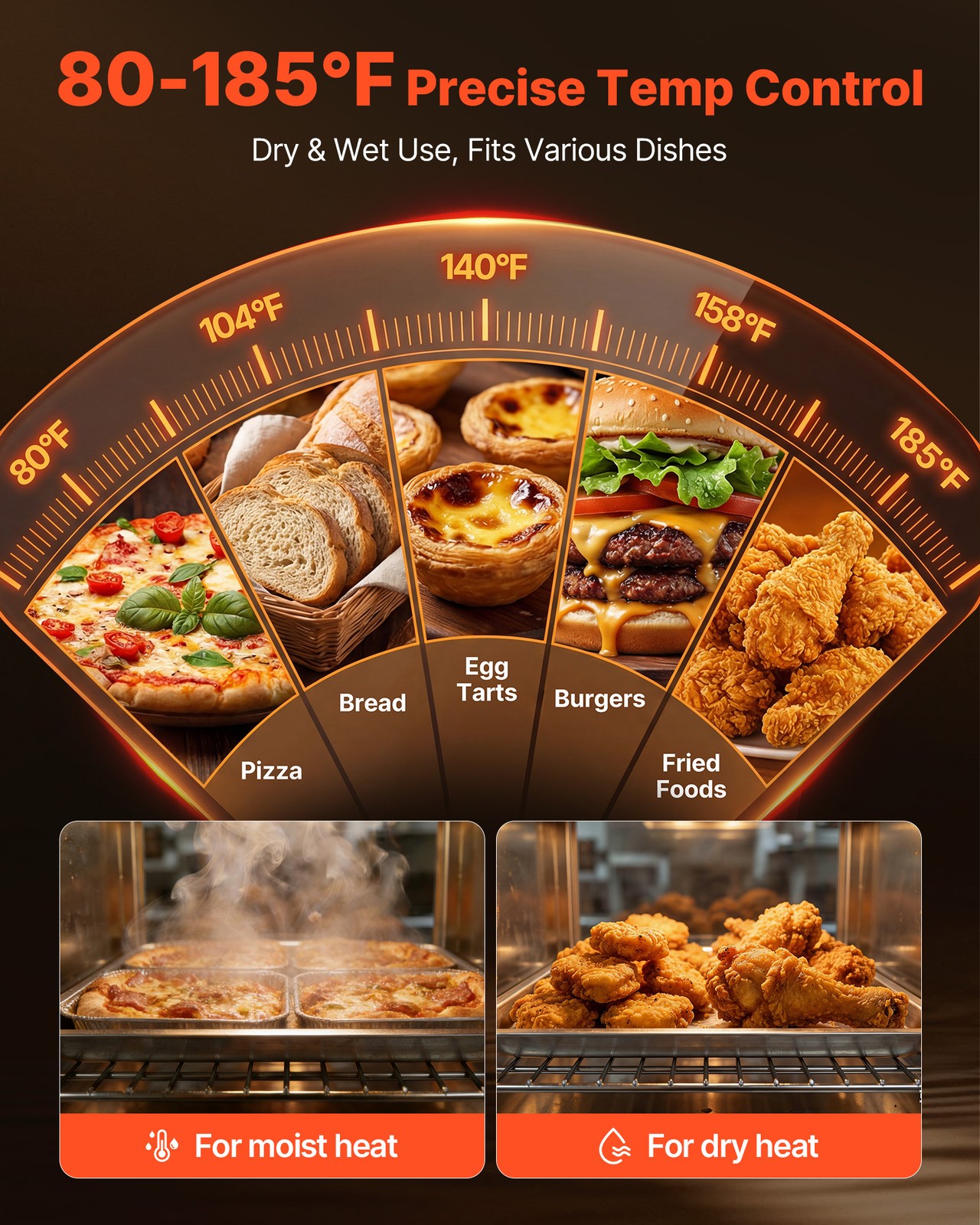 VEVOR Electric Hot Box Food Warmer 4-Tier Food Warming Cabinet Double Doors
