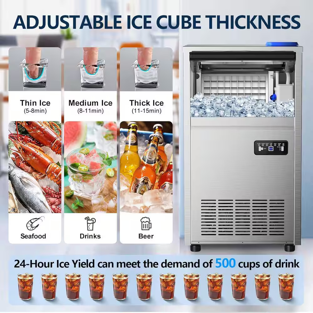16.34 In. 150 Lbs./Day Commercial Freestanding/Built-In Full Size Cubes Ice Make
