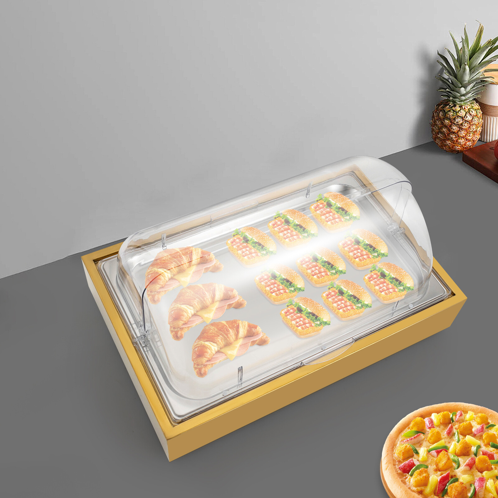 2-Compartments Ice Food Serving Display Tray Buffet Cold Serving Plate Dishes