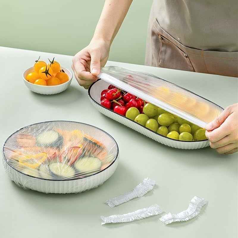 160 pcs Disposable Bowl Covers – Food Cover Stretch Edging, Large, White
