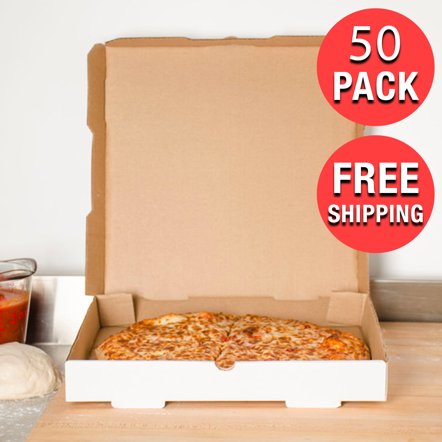 (50-Case) 18″ x 18″ x 2″ White Corrugated Plain Pizza Bakery Square Take-Out Box