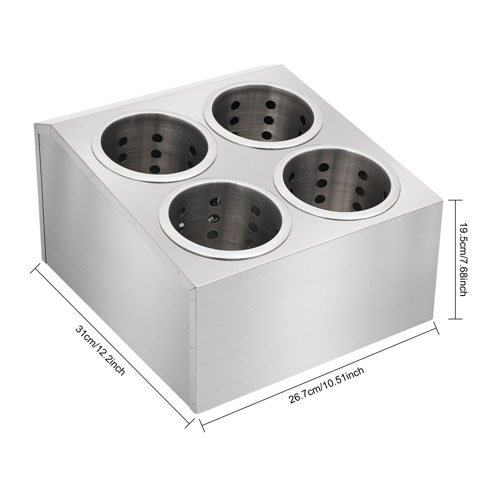 Commercial Stainless Steel Cylinder Flatware Silverware Storage Holder Boxes