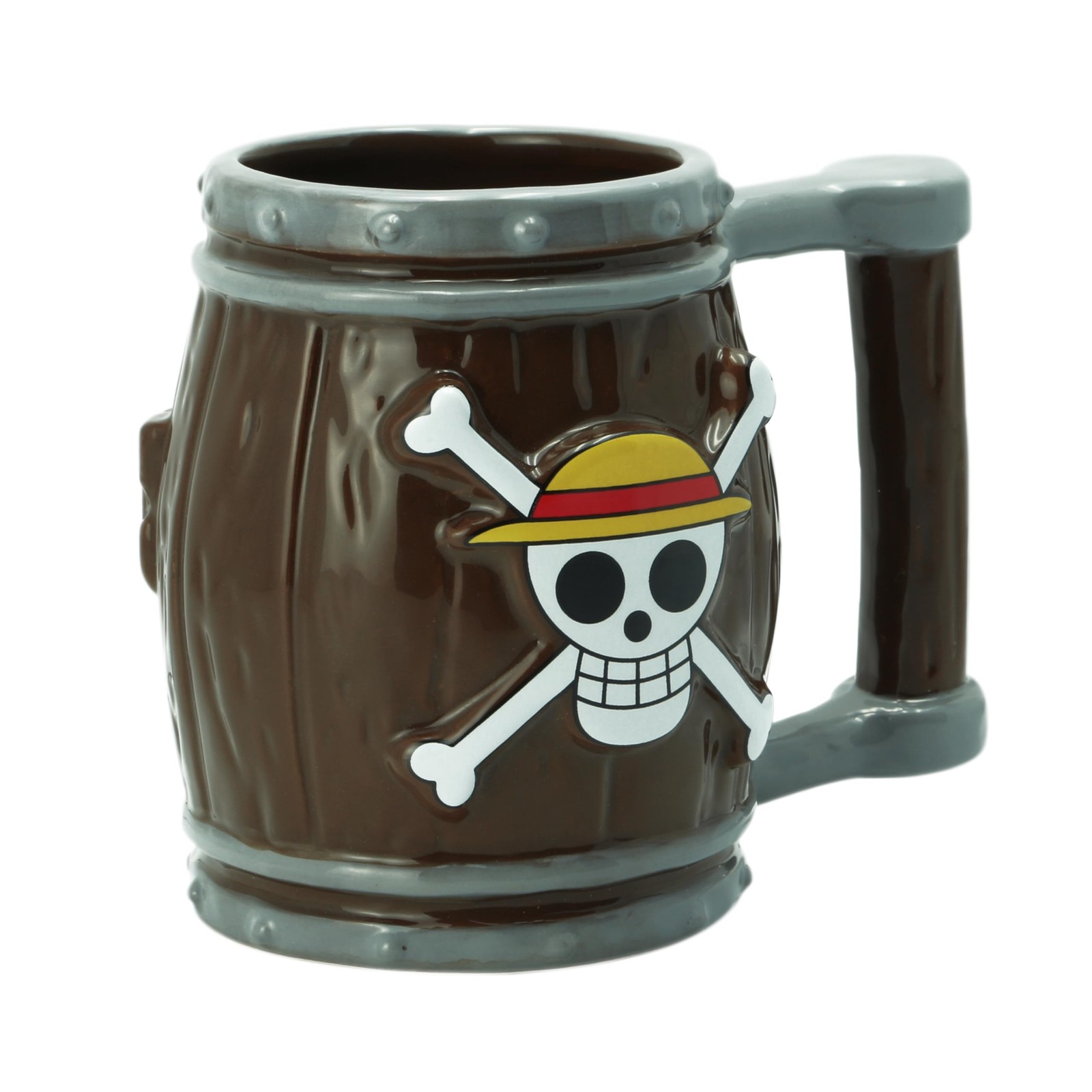 ABYstyle One Piece Anime Straw Hat Jolly Roger Barrel Ceramic Coffee Tea 3D Mug