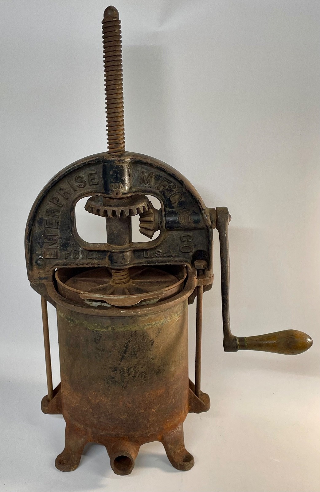 Antique Enterprise MFG Co Cast Iron Sausage Stuffer Lard & Fruit Press Original