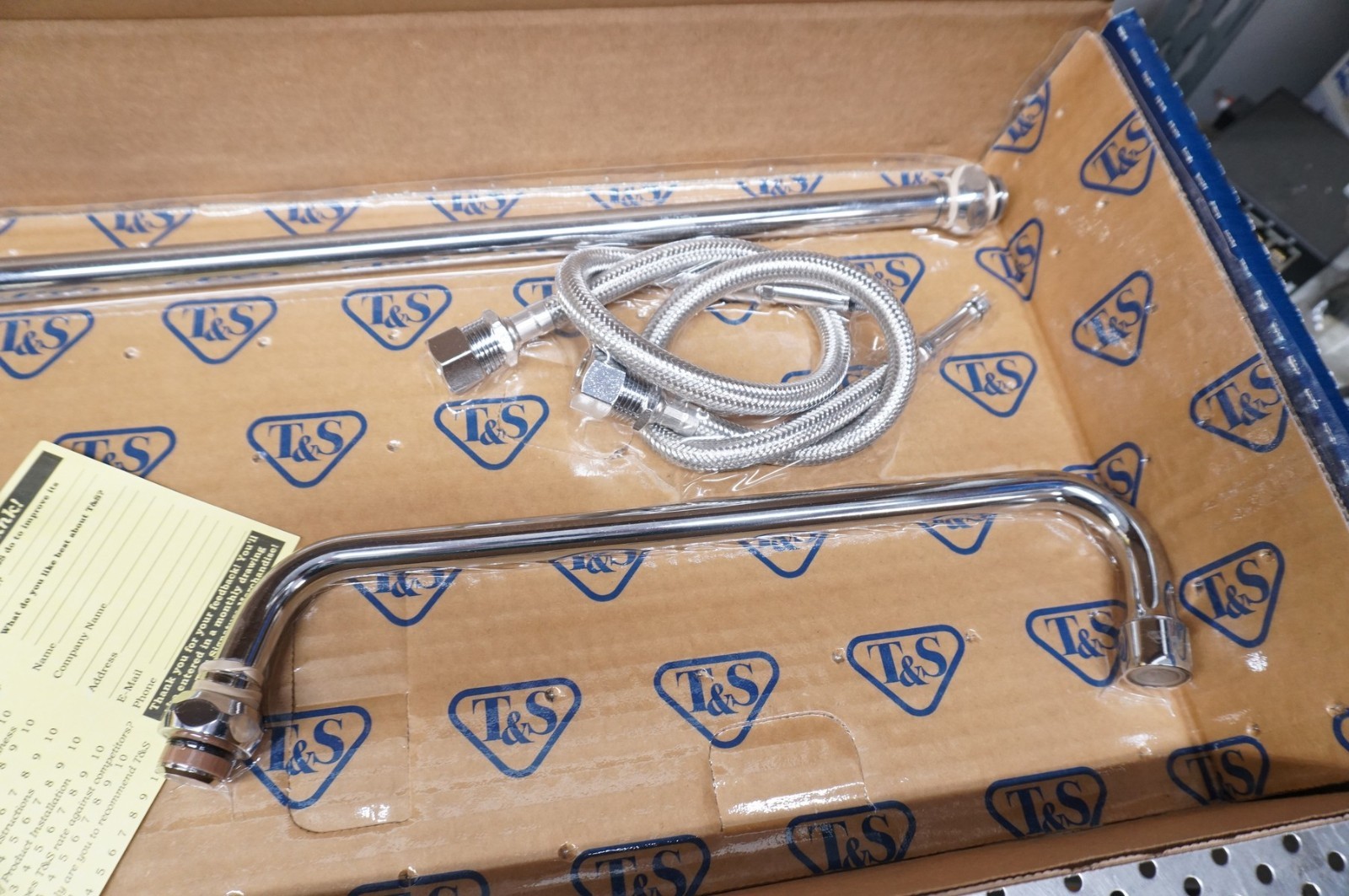 T&S Brass B-0271 double pantry faucet, single hole base, 12″ elevated swing noz