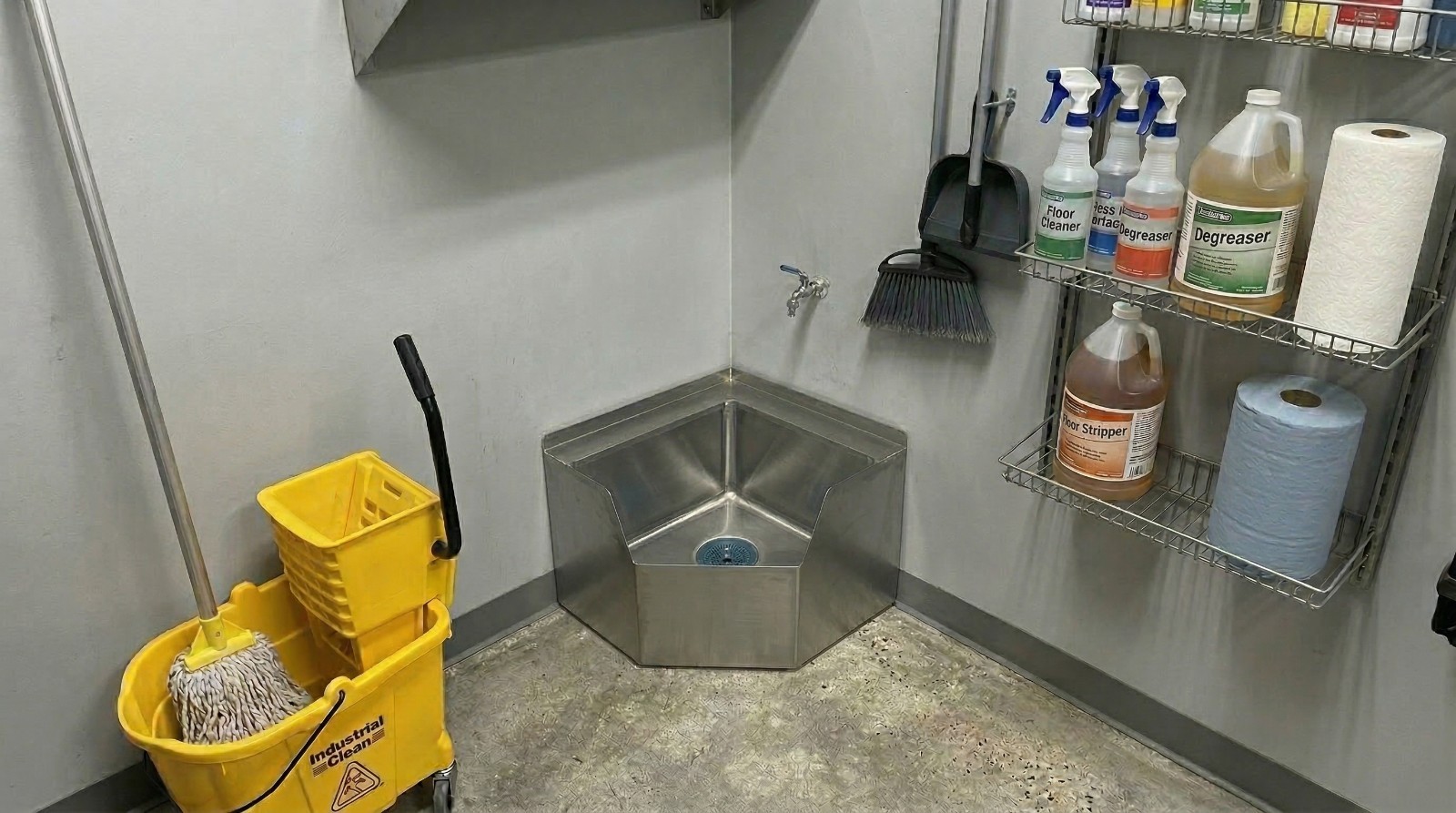 Stainless Steel Corner Floor Mop Sink 18.75 in. x 22.5 in. x 16 in.
