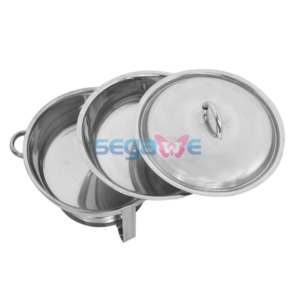 Round Chafing Dish Buffet Warmer Set With Lid, Silver Accented Chafer Pack of 3