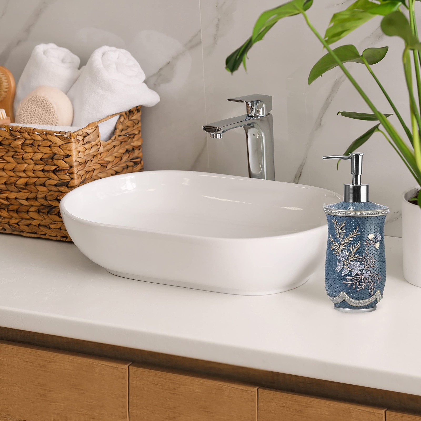 Zahari Home Capri Stylish Soap Dispenser Set – Modern Print Design for Kitchen a