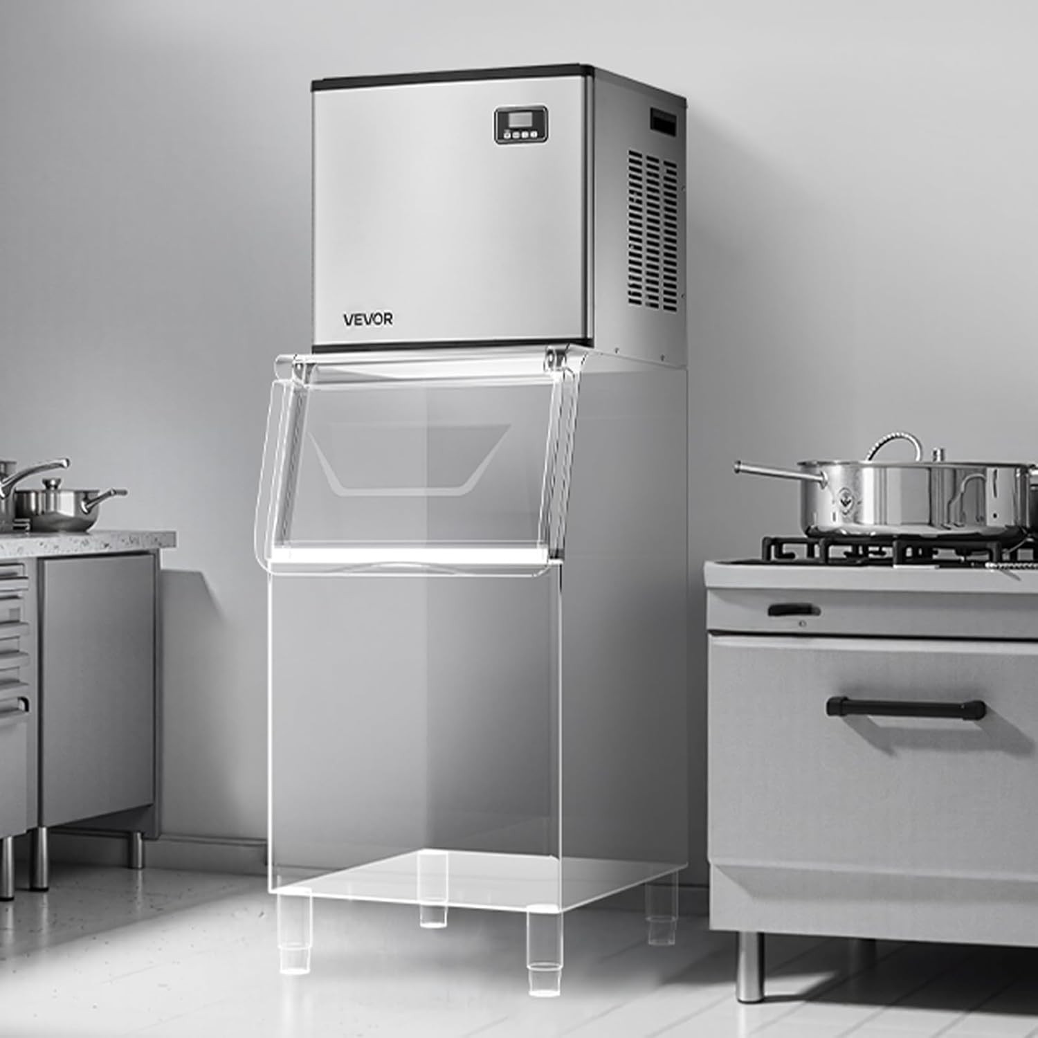 Commercial Ice Maker Machine – Head, 360 Lbs/Day Stainless Steel Ice Machine wit