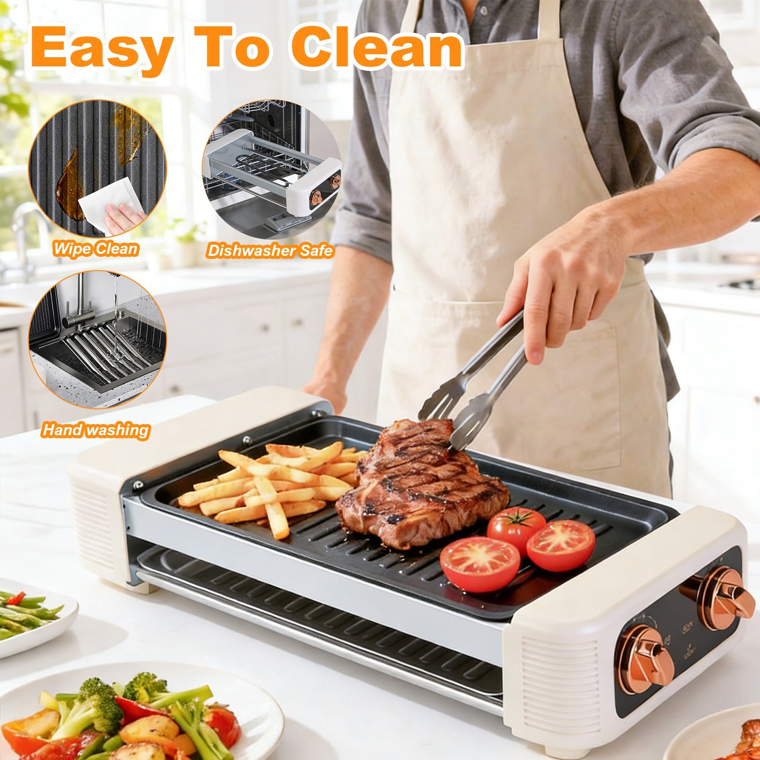 3IN1 Hot Dog Roller Machine with Grill & Griddle Cooker 600W 9 Hot Dog 6 Roller