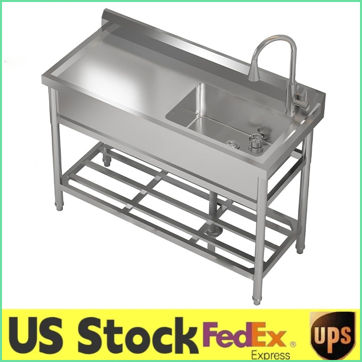 47″x37″x42.5″ Stainless Steel Utility Sink W/Hot & Cold Water Faucet,Garden Sink
