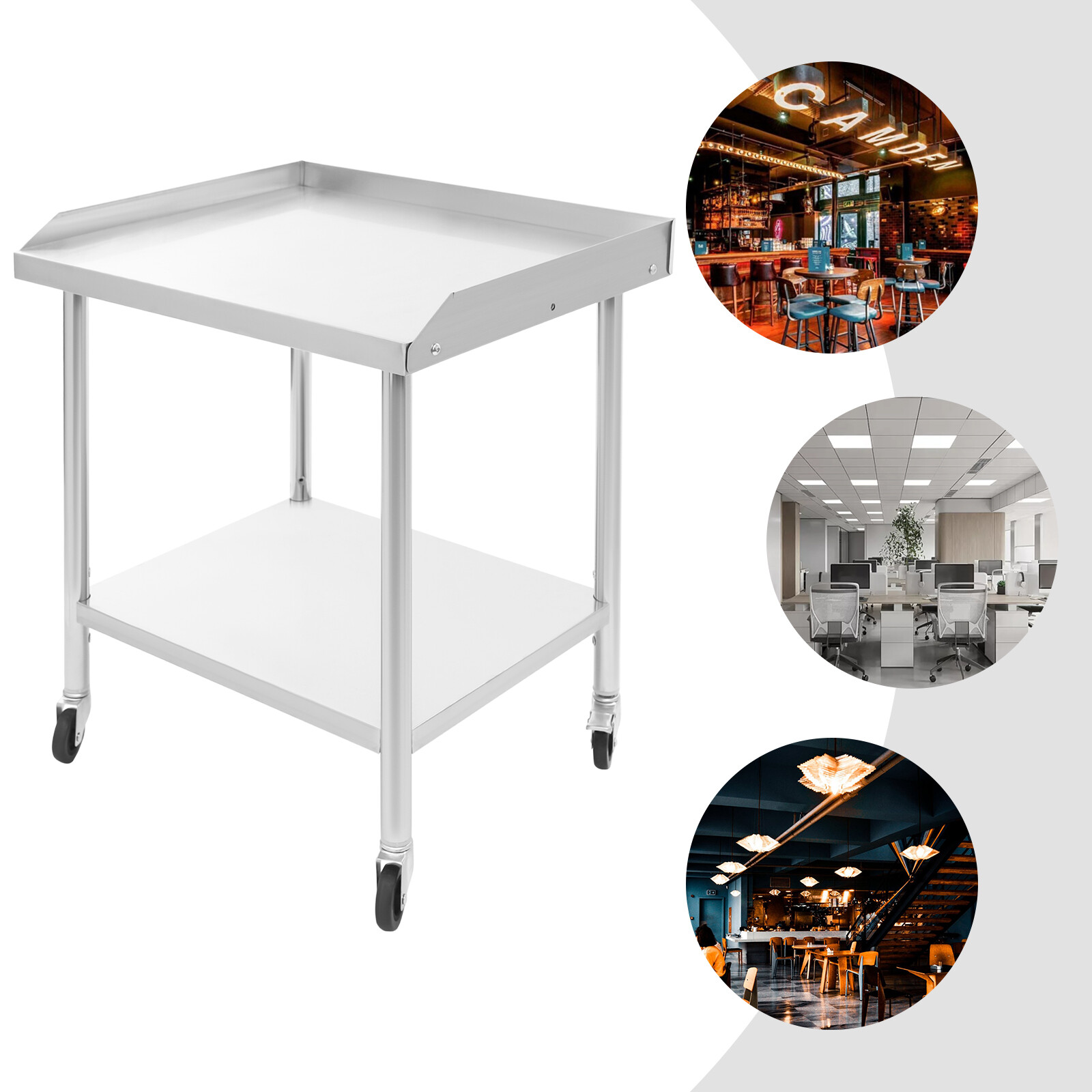 Work Table Stainless Steel 2-Layer Work Table Commercial Prep Bench 1102 lbs
