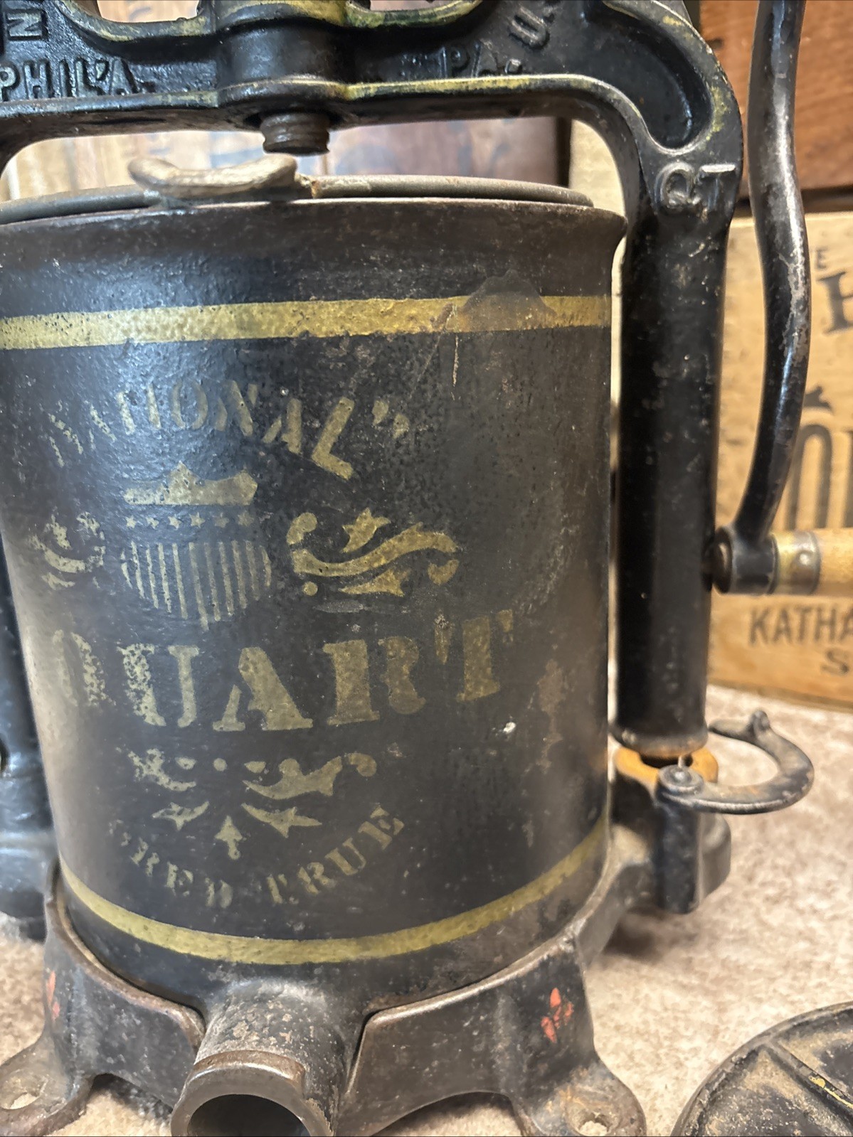 Antique Cast Iron National 4 Quart Fruit Press Sausage Stuffer Philadelphia 1897