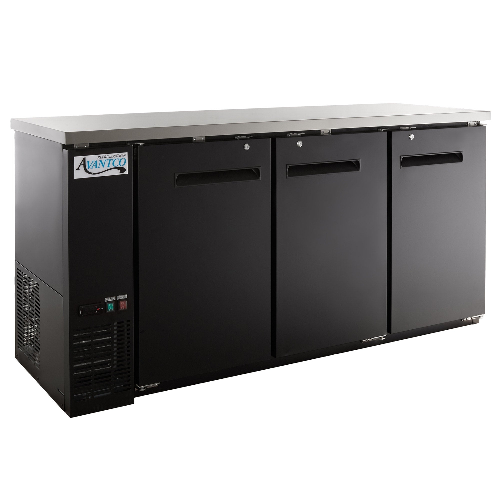 73″ Black Counter Height Narrow Solid Door Back Bar Refrigerator with LED Lighti