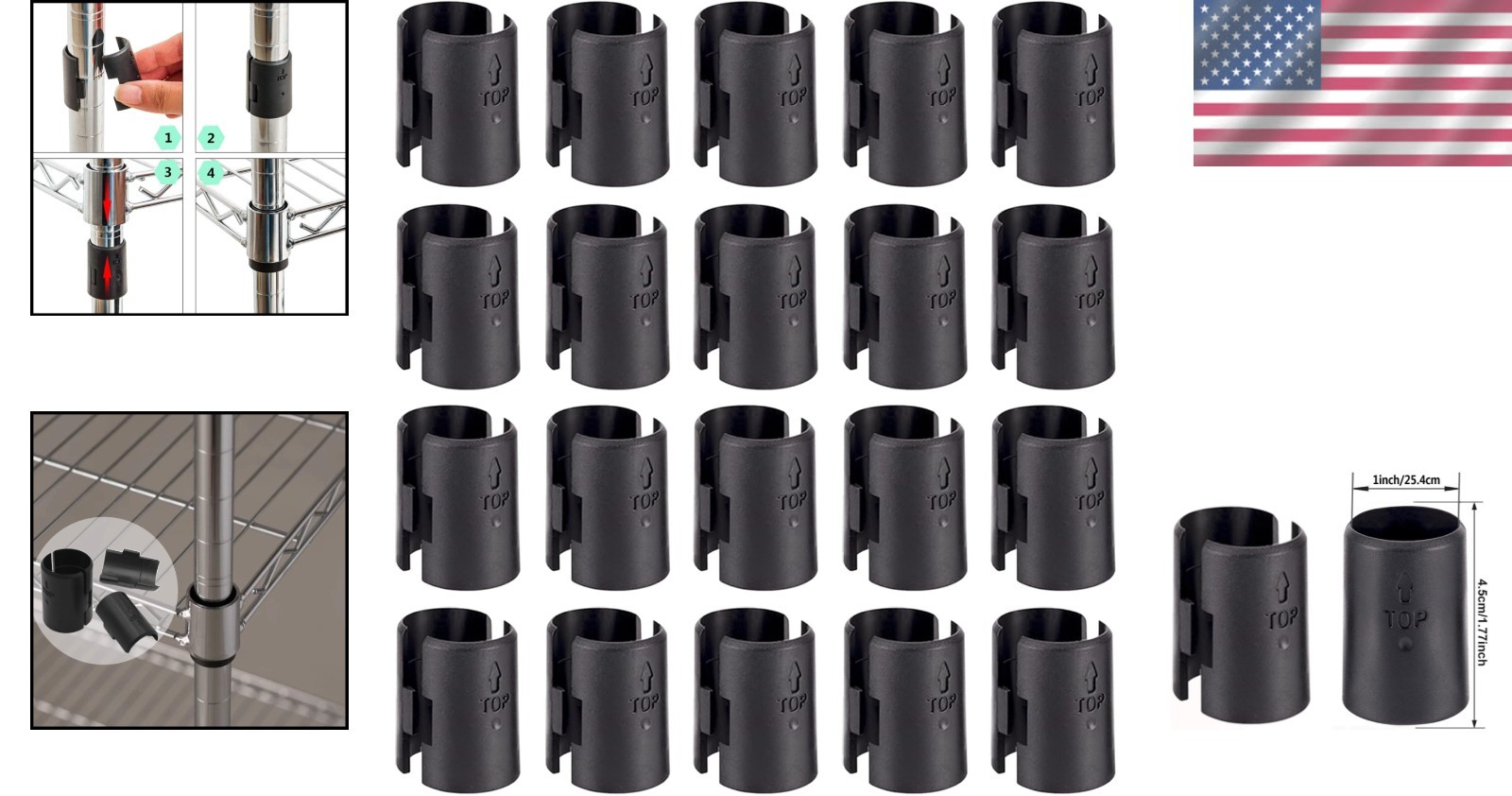 Universal Wire Shelf Clips – 40 Durable ABS Locks for Metal Shelving Systems
