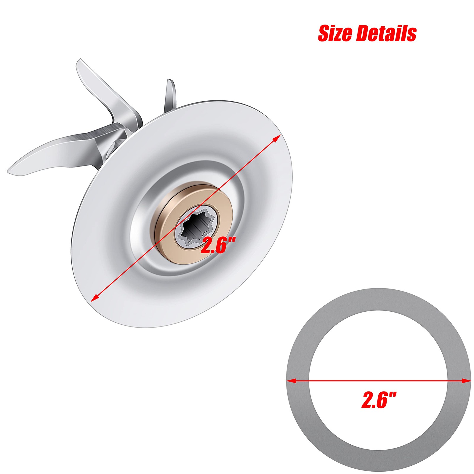Replacement Parts Compatible with Oster 4902 bottom cap+rubber seal, Sliver
