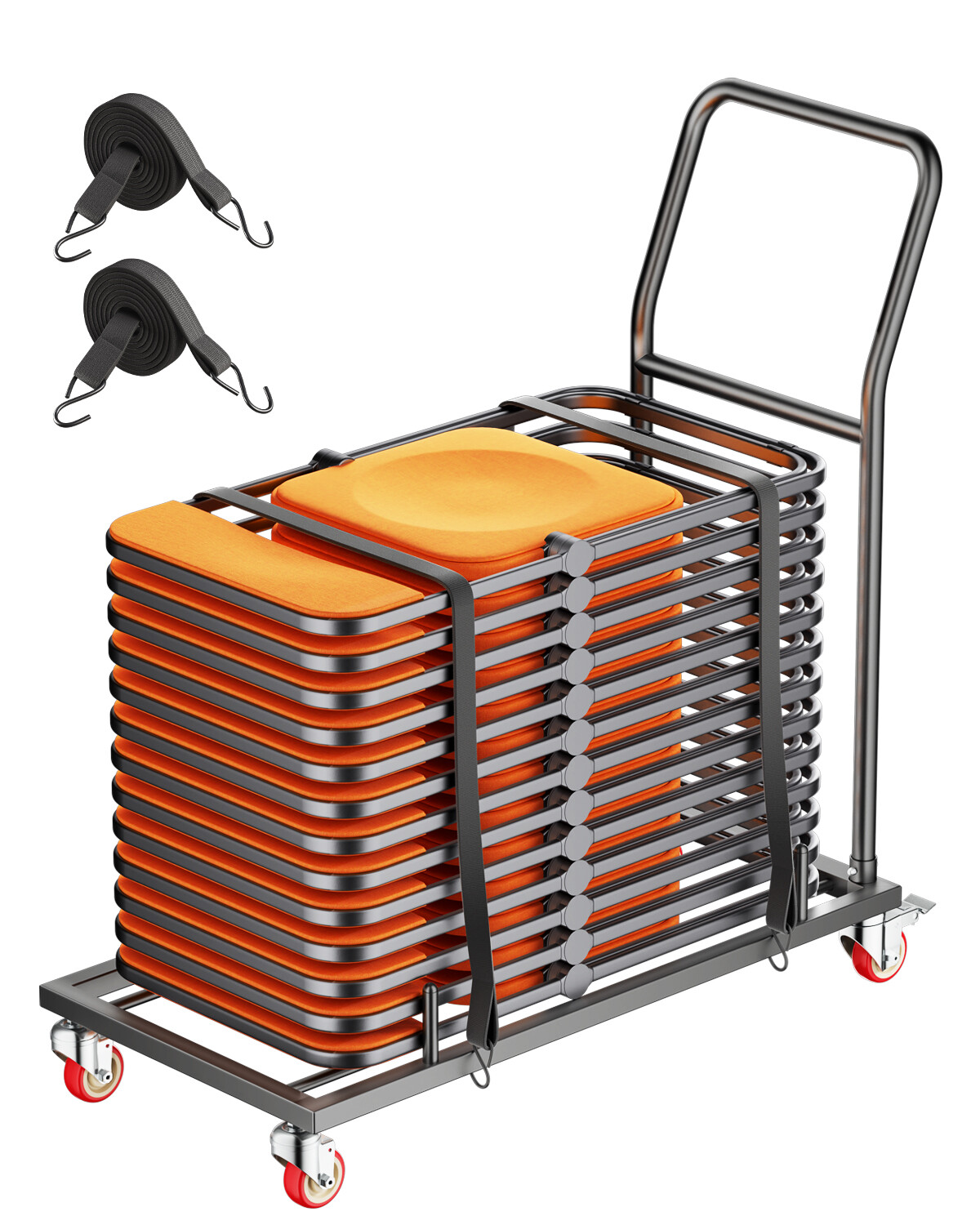 Folding Chair Rack Cart for 25 Chairs of 300 LBS L-shape Horizontal