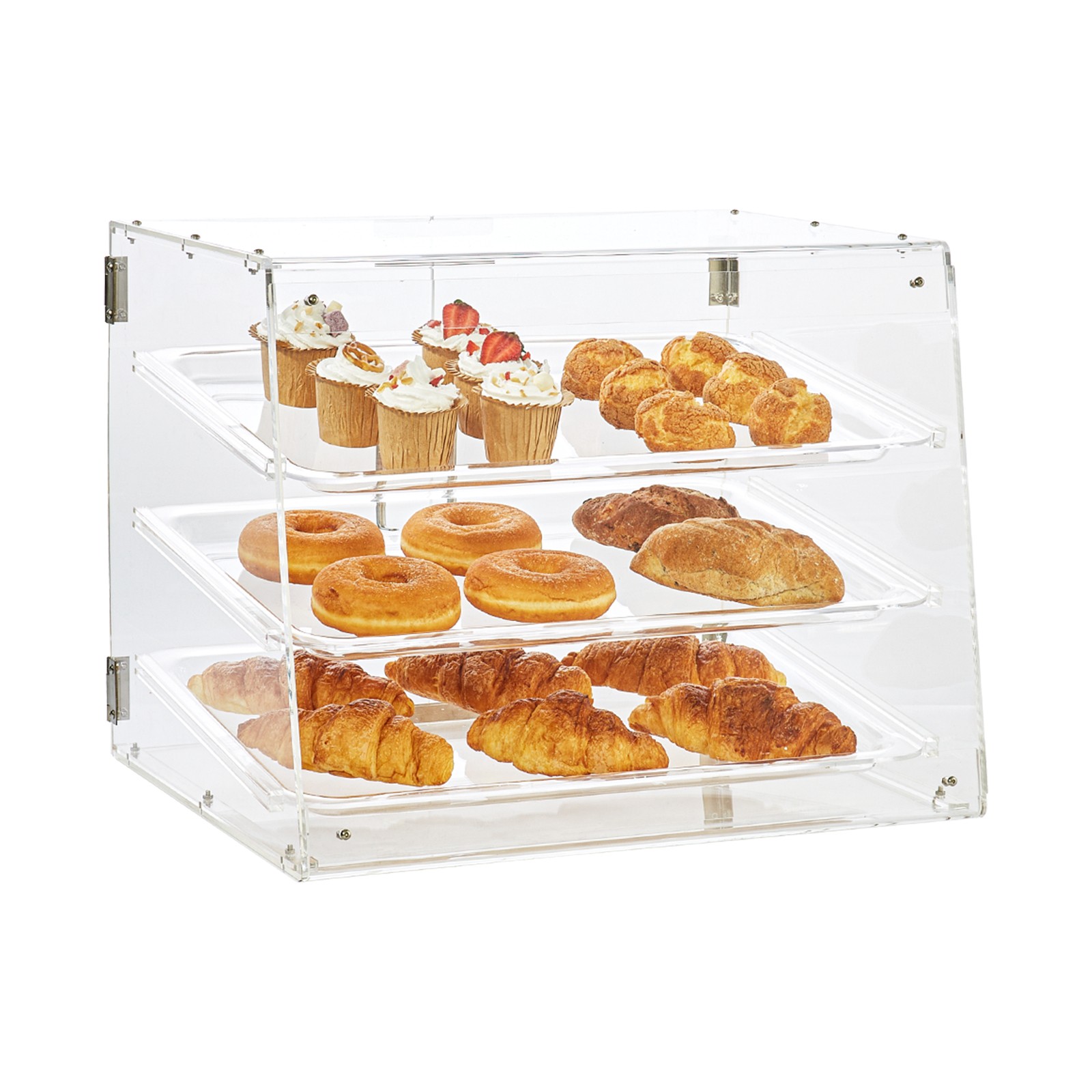 VEVOR 3-Tier Acrylic Bakery Display Case Countertop Donut Pastry Case Rear Door