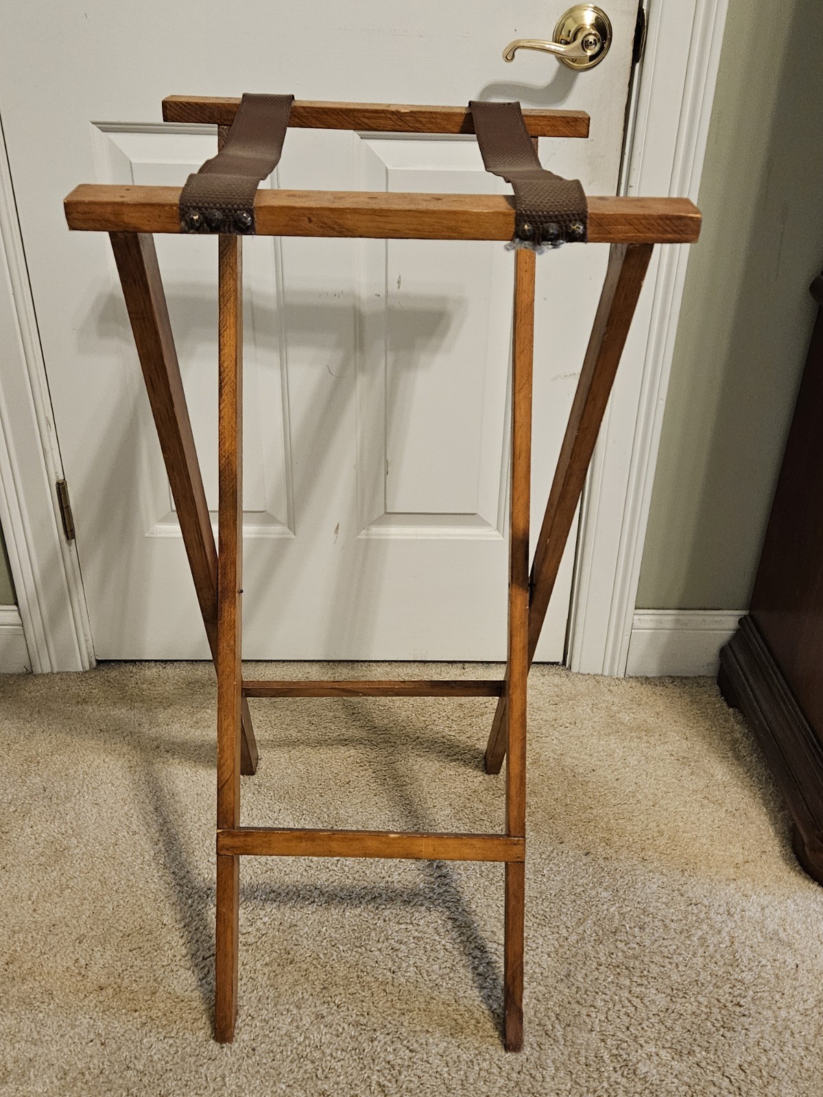 Vintage Restaurant Waitress Folding Server’s Tray Stand in Walnut Finish 38″