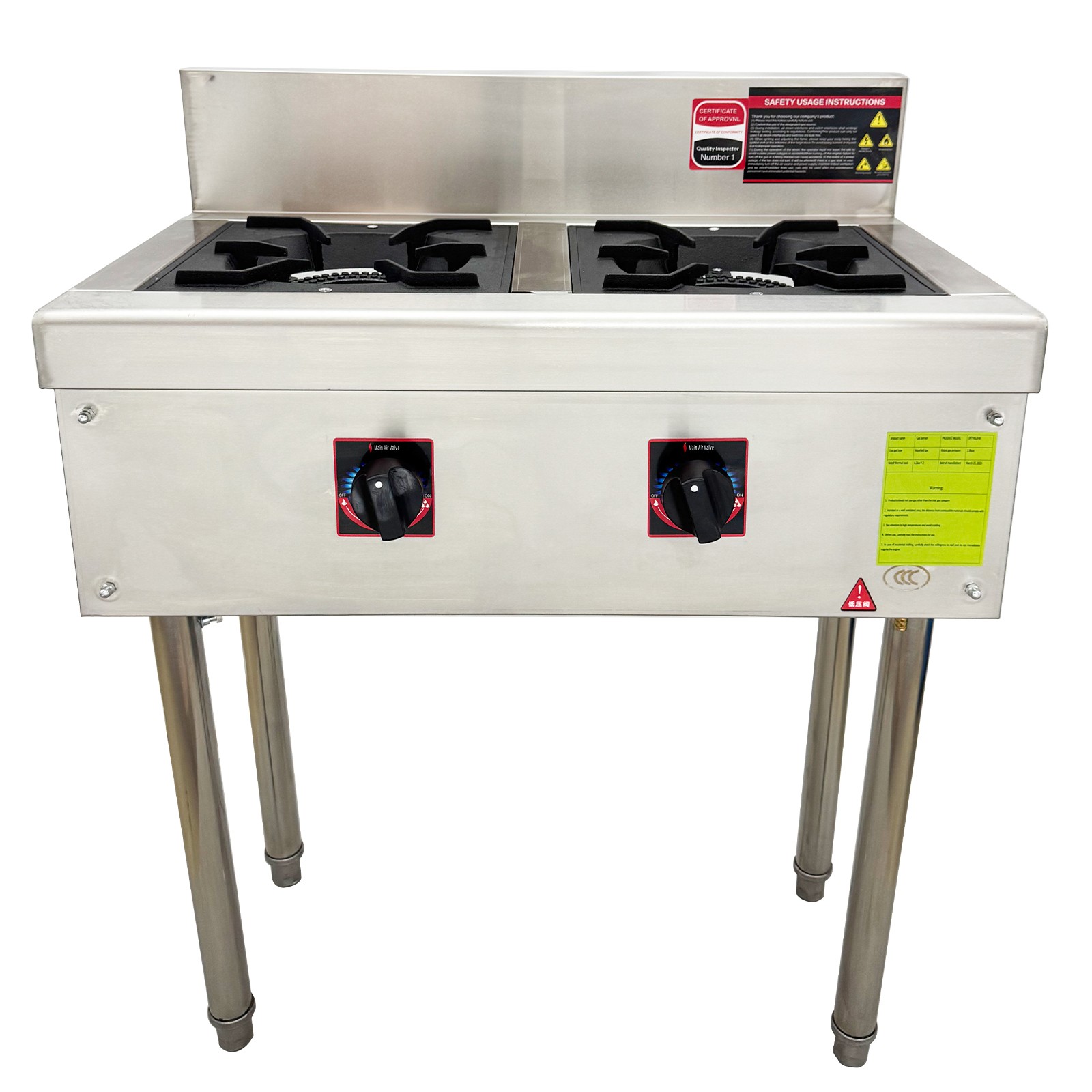 Commercial Double Burner Low-Legged Liquefied Gas Low Broth Stove for Cooking