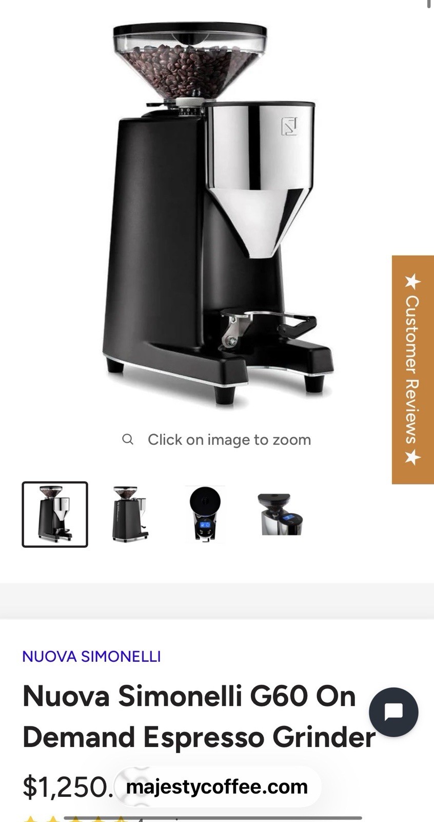 Nuova Simonelli G60 Espresso Coffee Grinder, On Demand, Digital – Black