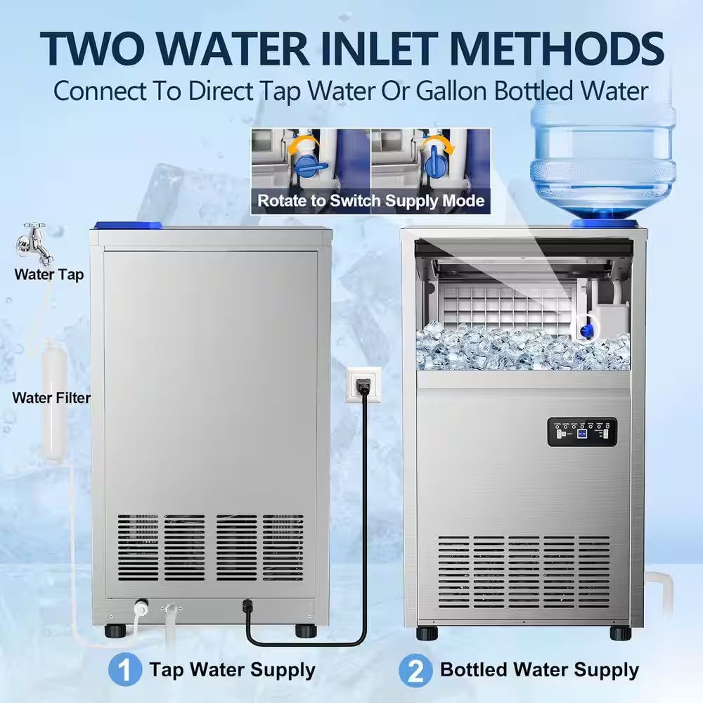 16.34 In. 150 Lbs./Day Commercial Freestanding/Built-In Full Size Cubes Ice Make
