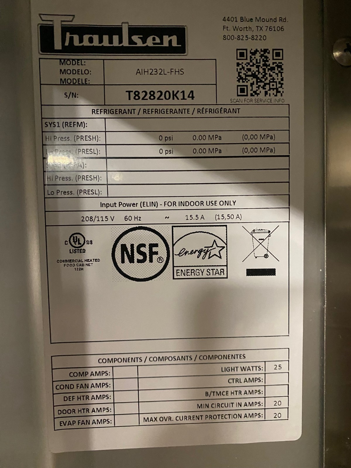 Traulsen Heat Holding Cabinet-AIH232L-FHS 74.3 Cu. Ft. Two Section Roll Thru