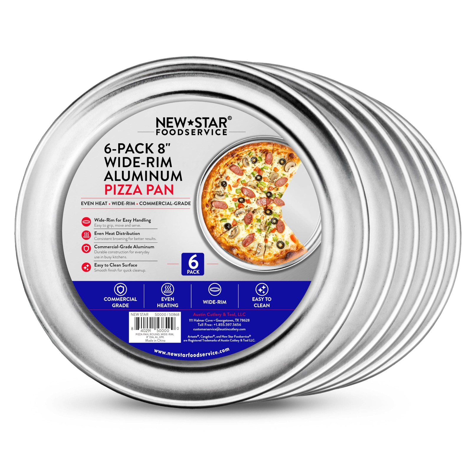 Silver 8 Inch Aluminum Pizza Pan Tray Restaurant Grade Baking Pan