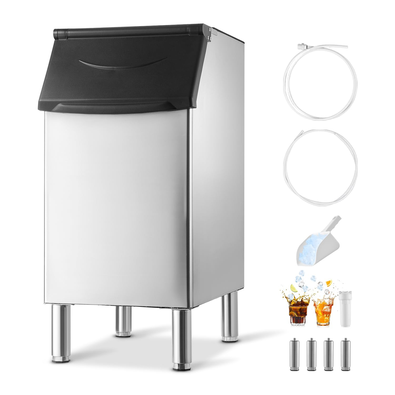 Commercial Ice Maker Storage Bin, 300 LBS Capacity Ice-Bin, Stainless Steel Comm