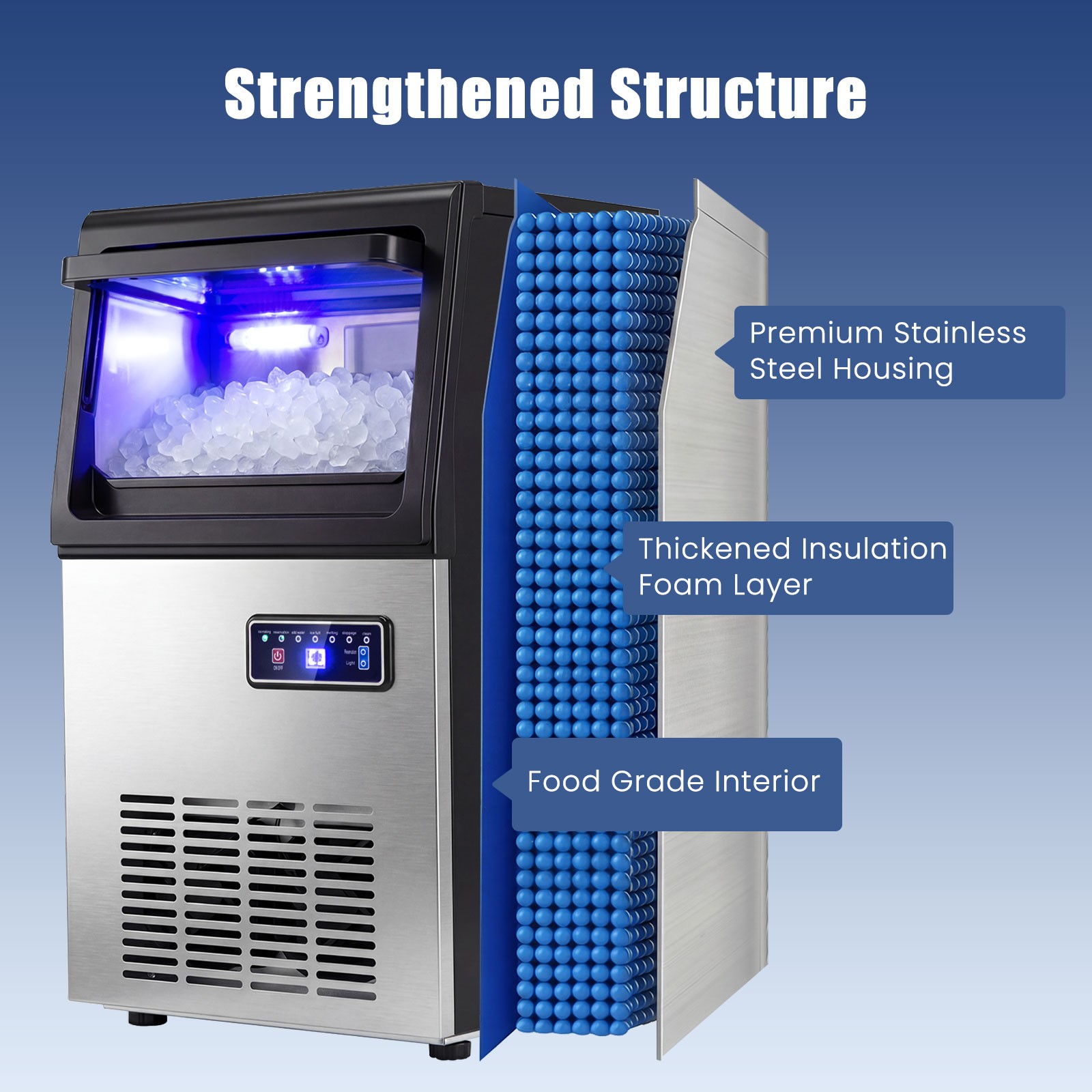 Commercial Nugget Ice Maker, 90 LBS/24H Freestanding Undercounter Ice Machine