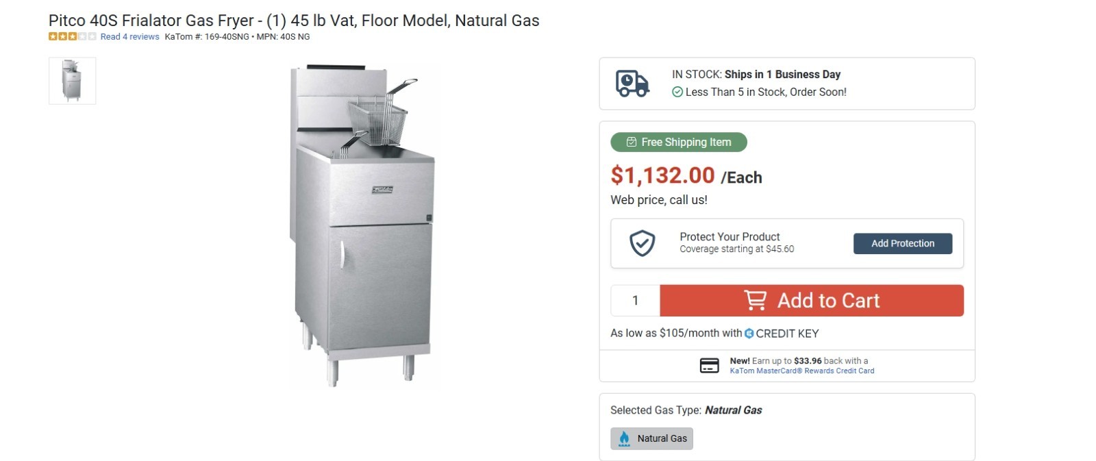 Pitco Frialator 45lb. Deep Fryer – LP
