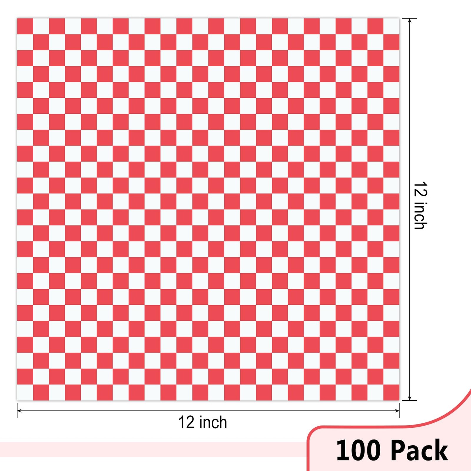 100Pcs 12×12 Inches Grease Proof Deli Paper Food Packing Take Out Picnic Party
