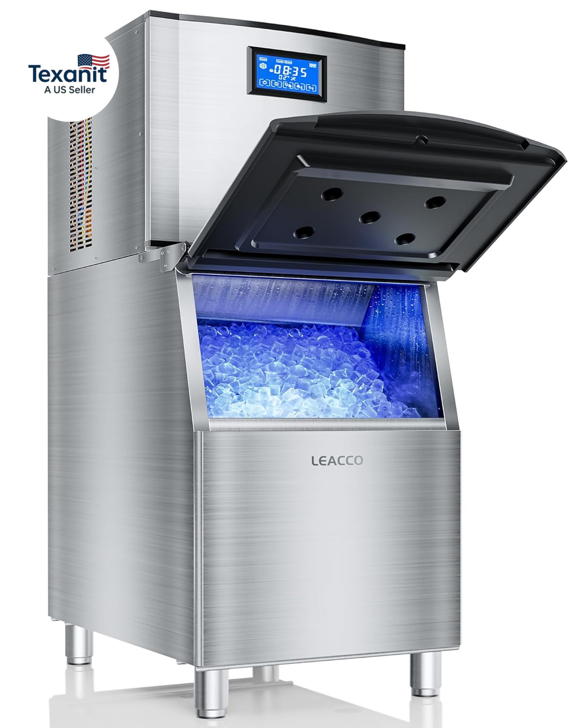Commercial Ice Maker Machine 680LBS/24H, 1200W Industrial Ice Machine with 560LB