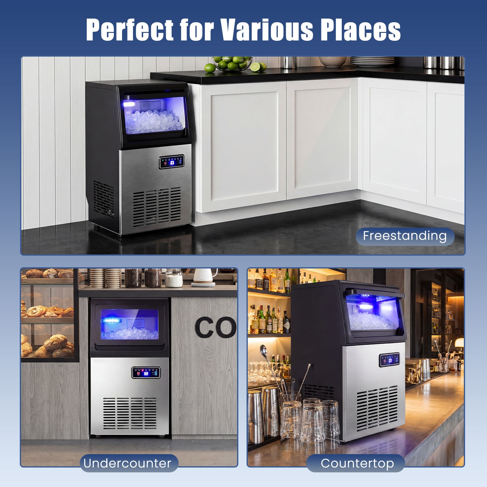 Commercial Nugget Ice Maker, 90 LBS/24H Freestanding Undercounter Ice Machine