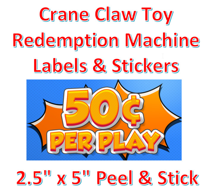 Crane Claw candy vending machine Labels Sticker Decal Price CARTOON