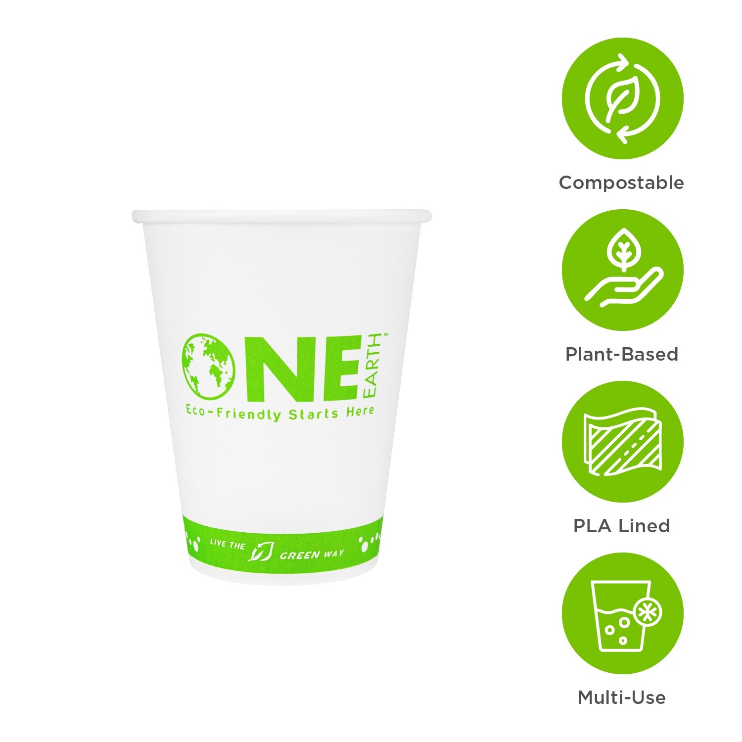 Karat Earth 24oz Eco-Friendly Paper Hot Cups – One Cup One Earth (90mm) – 500 ct