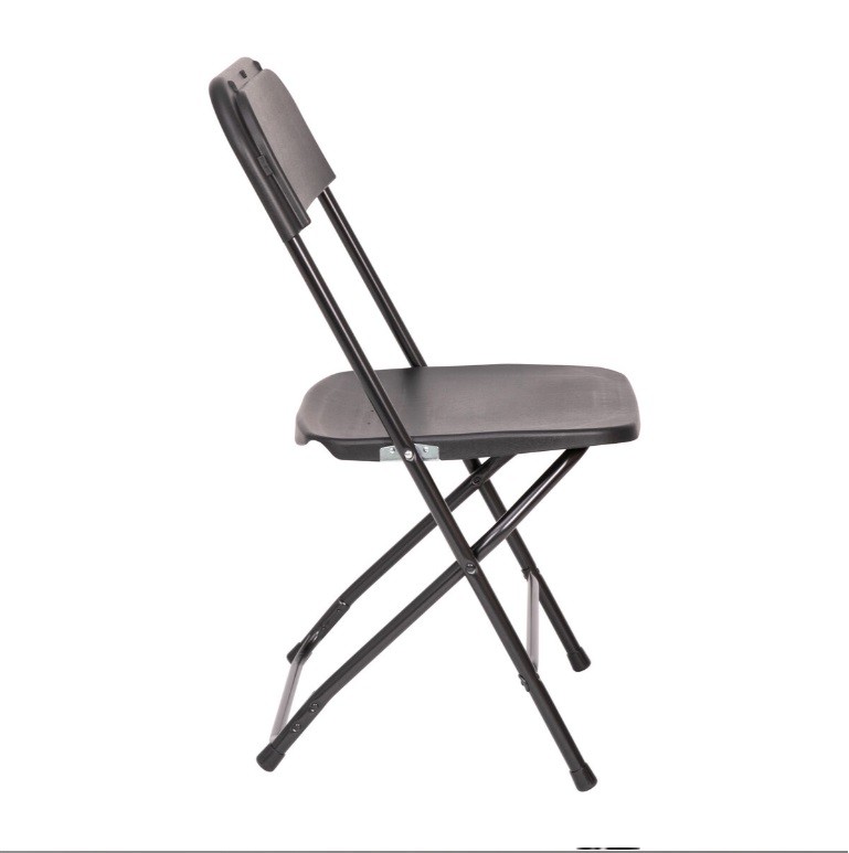 Black Plastic Folding Chairs 4 Pack Indoor Outdoor Event 650lb Extra Wide