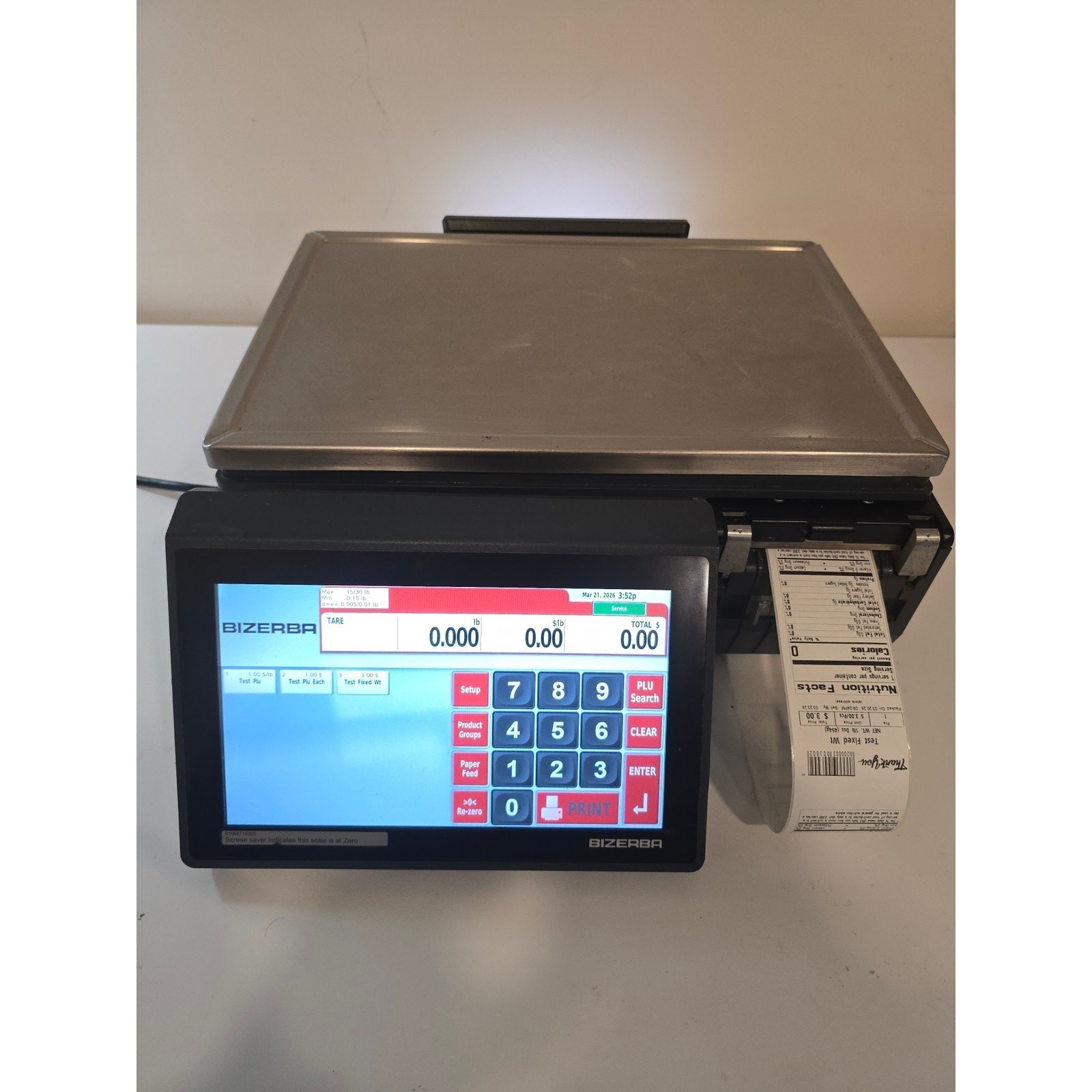 Bizerba XC 100 30lb Dual Range Touchscreen Label Printing Scale WiFi & Printer