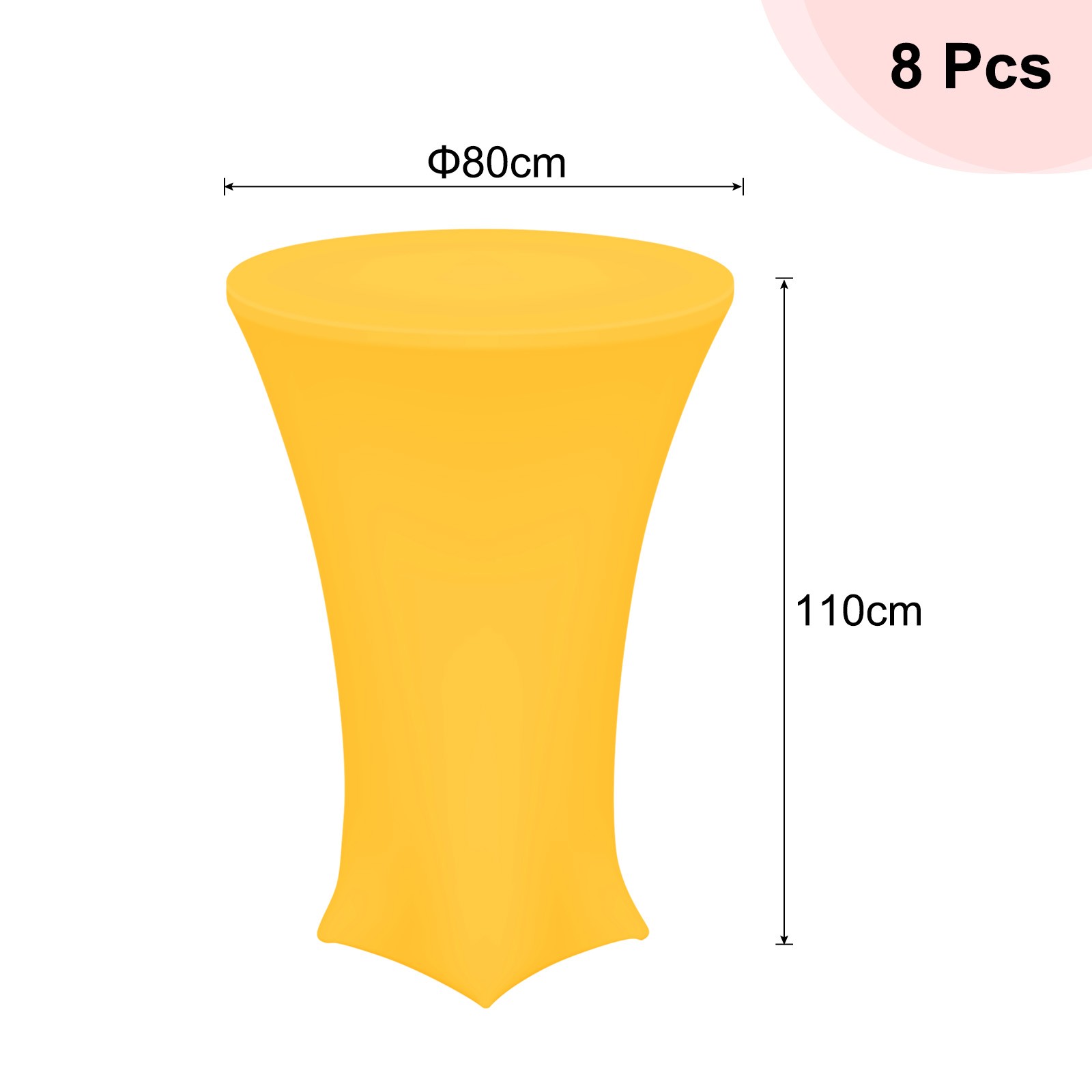 8 Pcs 31.5″x43″ Highboy Spandex Cocktail Table Covers, Yellow